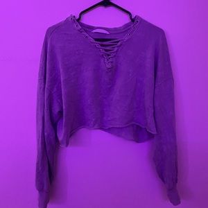 Stylish cropped purple sweater